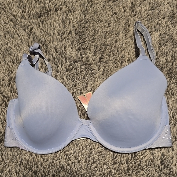 PINK Victoria Secret Blue T-Shirt Bra with Molded Cups and Underwire 32D - Picture 1 of 4